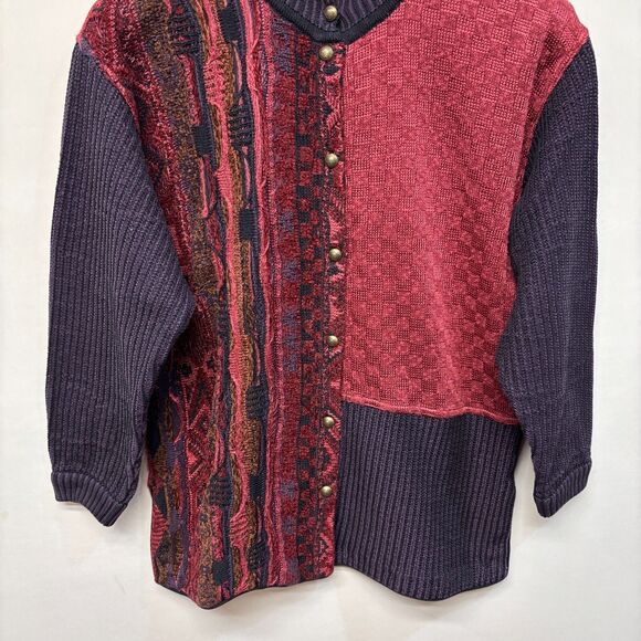 Coogi Australia Women Cardigan Sweater Cable 3D Knit Size Medium Artsy D011 -11 - Picture 12 of 16